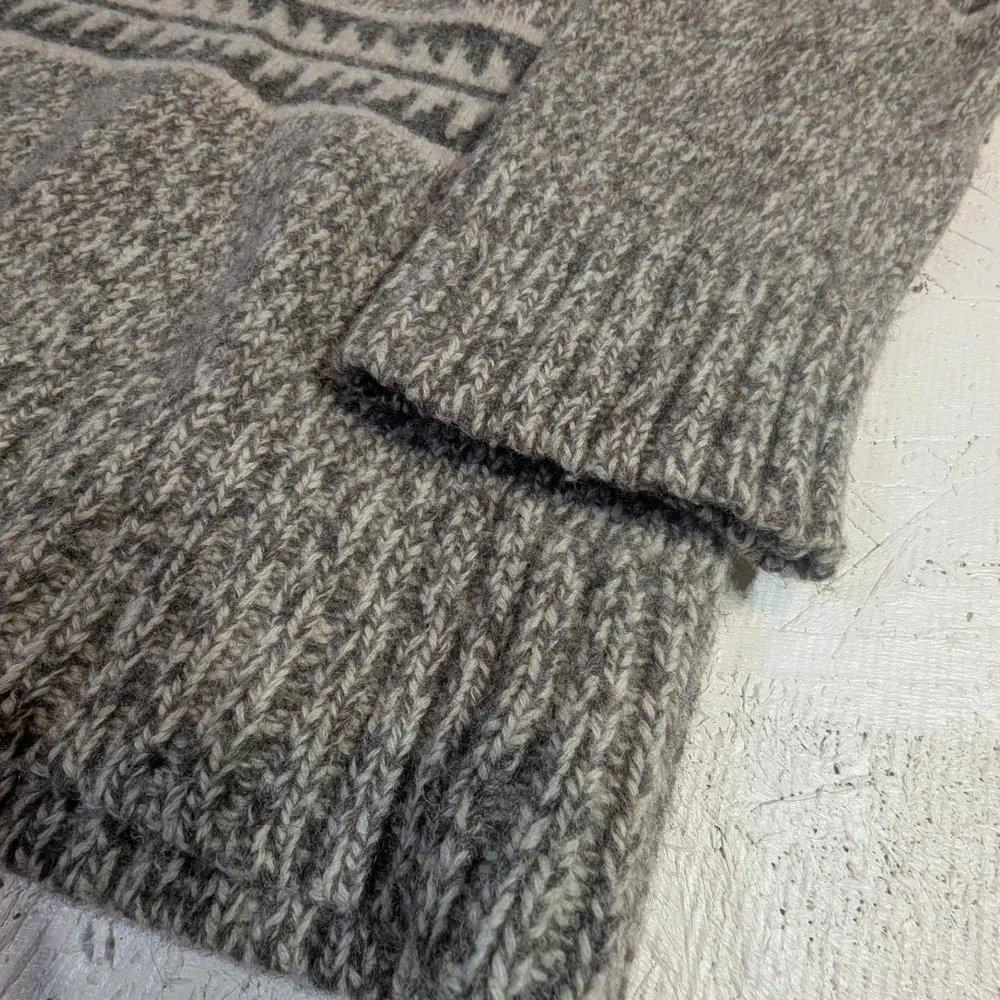 Eddie Bauer Lambswool Sweater XL Gray Nordic Fair Isle‎ Quarter
